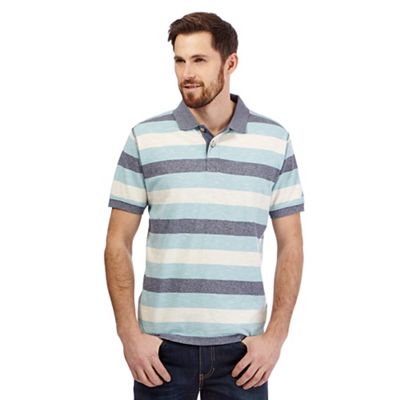 Mantaray Big and tall blue textured stripe print polo shirt